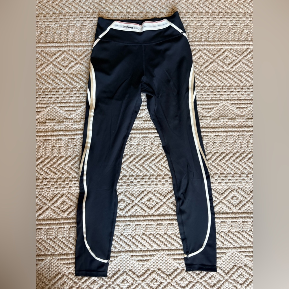 Wilson USA Women’s Performance Leggings – Black Stripe – Size M – Like New